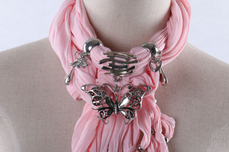 Pink butterfly pendant scarves wholesale
