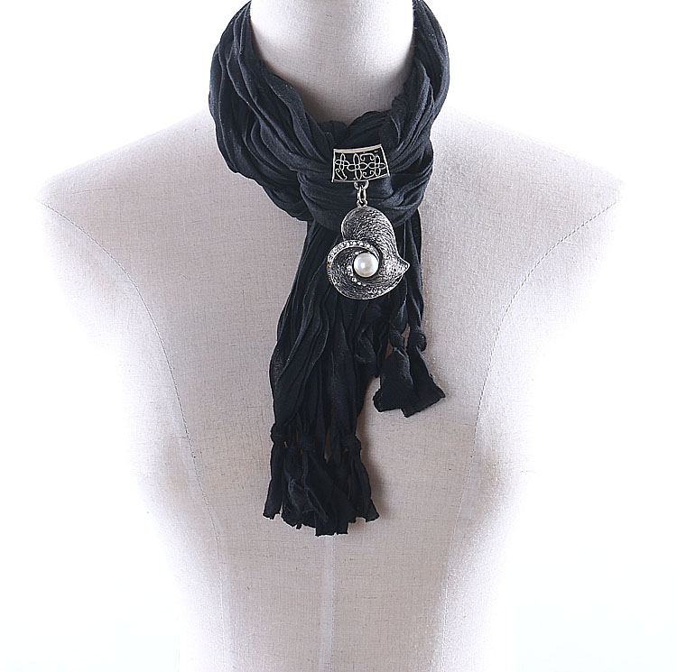 Heart pendant black scarves wholesale