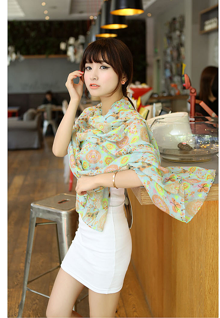 Fawn colored voile scarf shawl