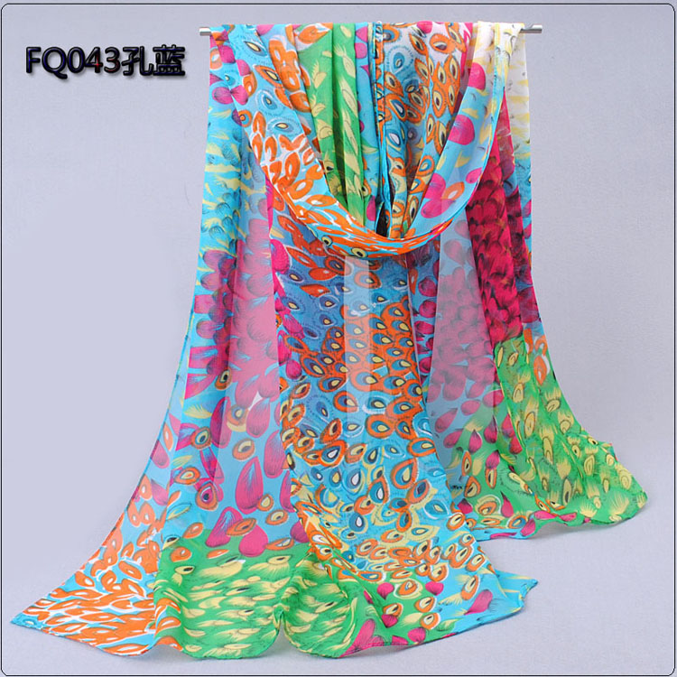 Wholesale peacock printed long scarf 