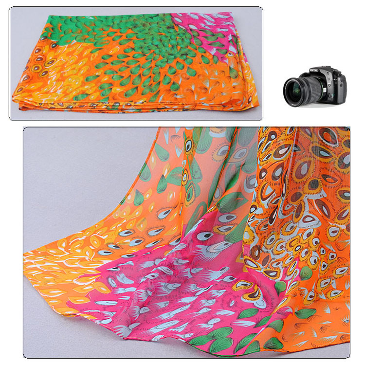 Wholesale peacock printed long scarf 