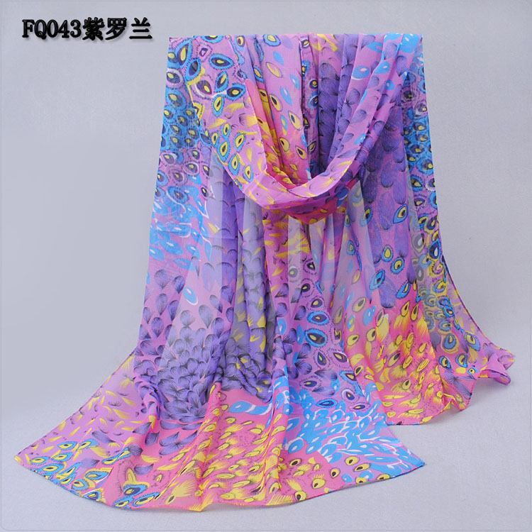 Wholesale peacock printed long scarf 