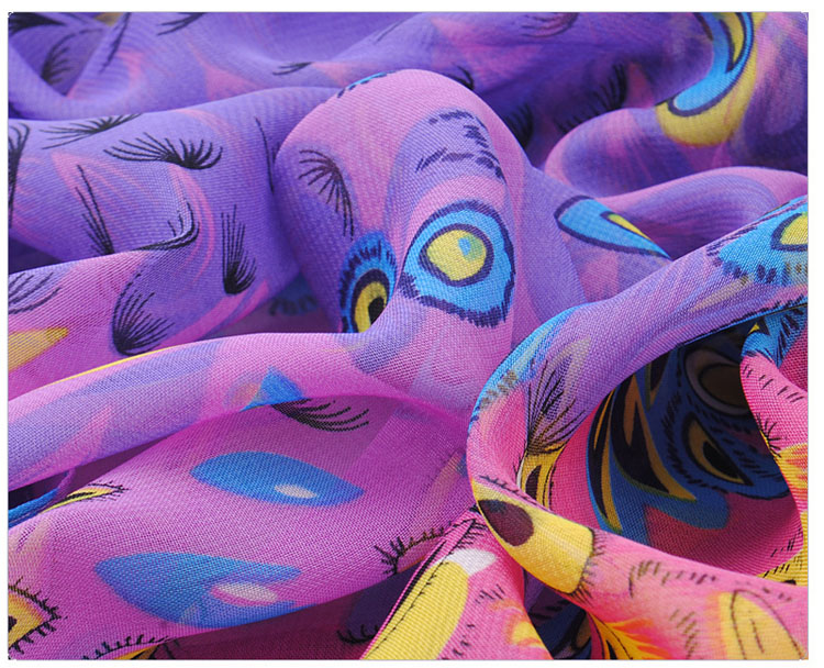 Wholesale peacock printed long scarf 