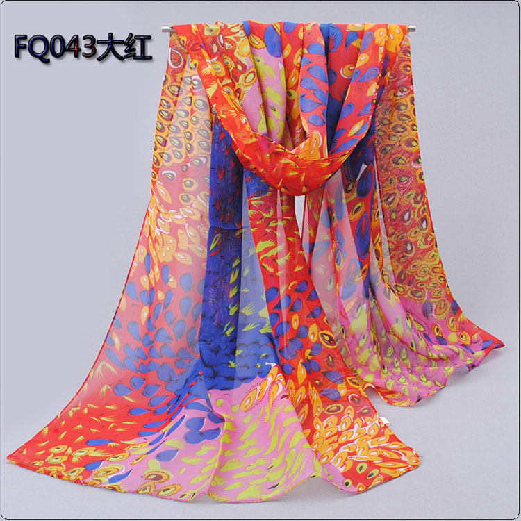 Wholesale peacock printed long scarf 