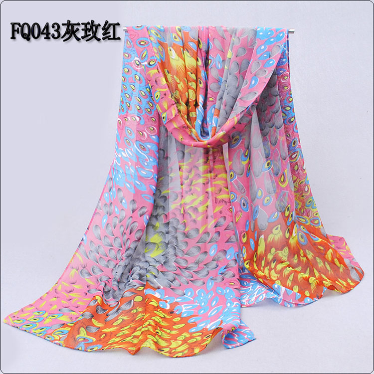 Wholesale peacock printed long scarf 