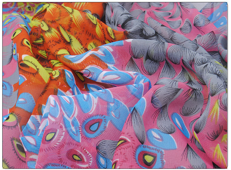 Wholesale peacock printed long scarf 