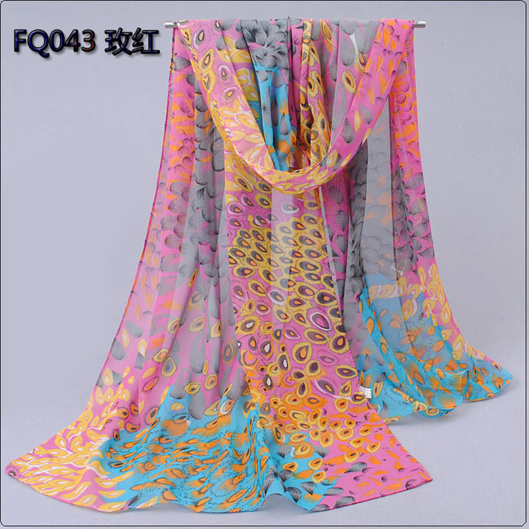 Wholesale peacock printed long scarf 