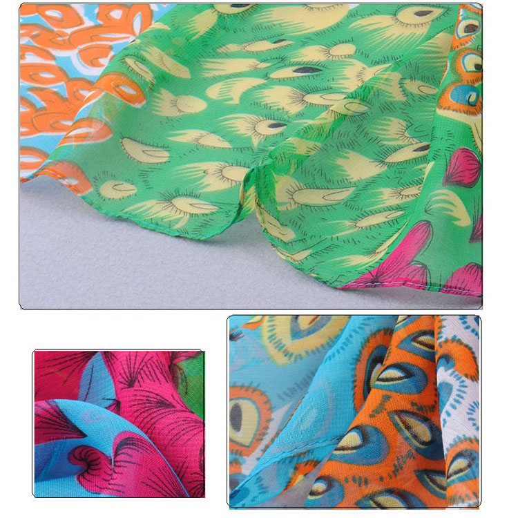 Wholesale peacock printed long scarf 