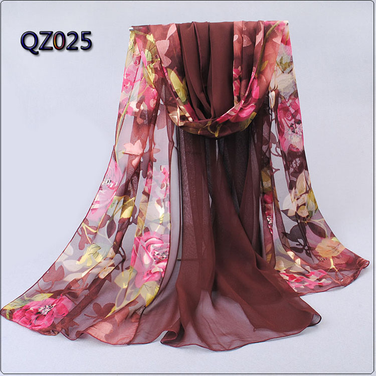 Burnt-out raw silk stitching ladies scarf