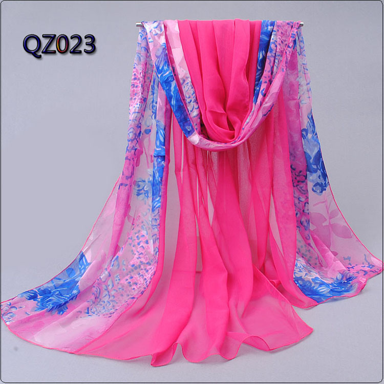 Burnt-out raw silk stitching ladies scarf