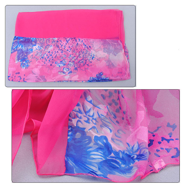 Burnt-out raw silk stitching ladies scarf