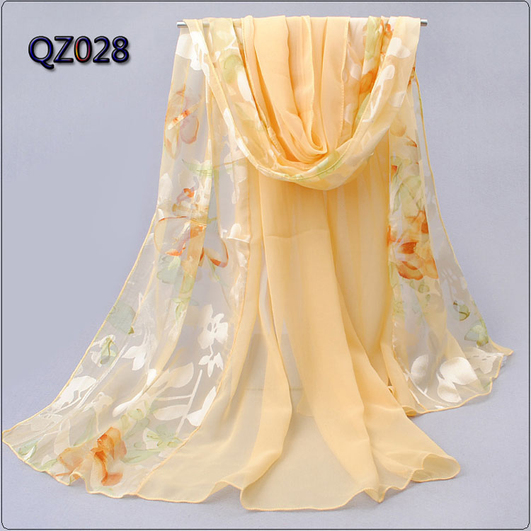 Burnt-out raw silk stitching ladies scarf