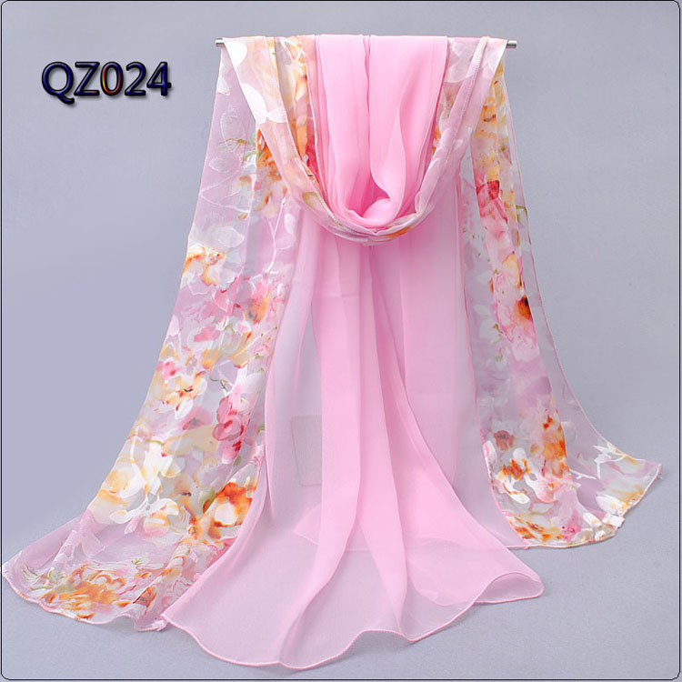 Burnt-out raw silk stitching ladies scarf
