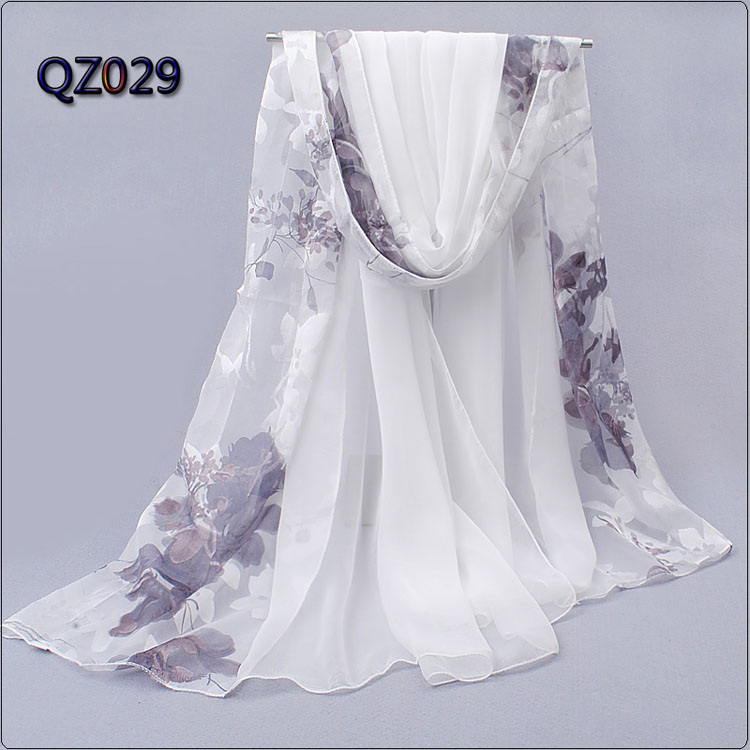Burnt-out raw silk stitching ladies scarf