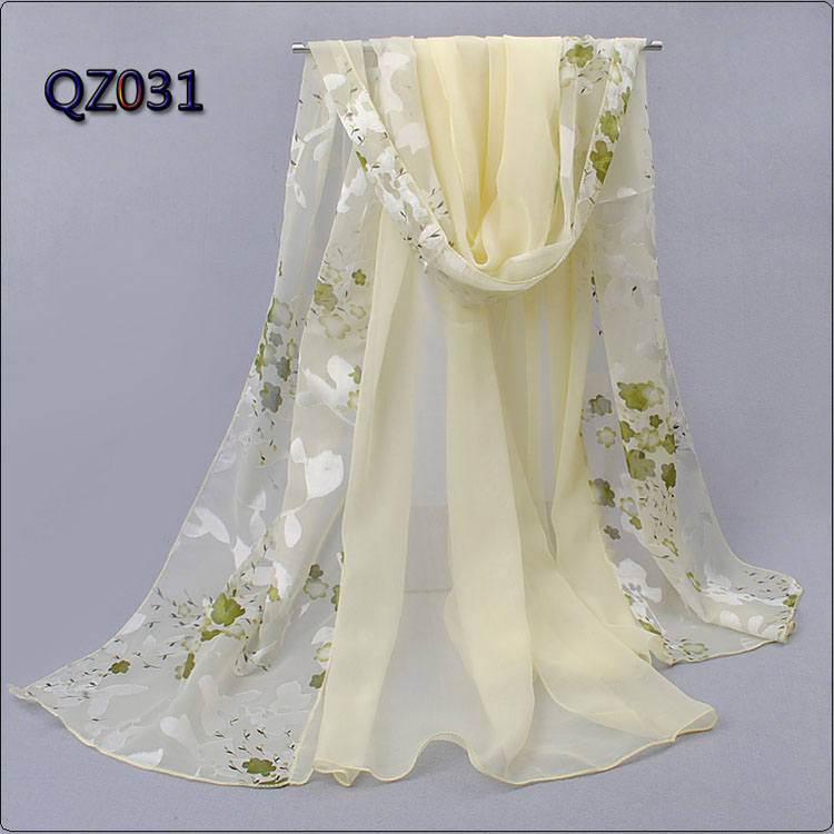 Burnt-out raw silk stitching ladies scarf