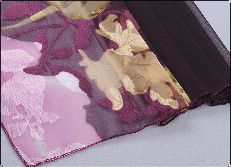Burnt-out raw silk stitching ladies scarf