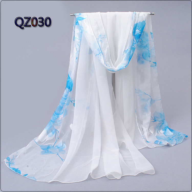 Burnt-out raw silk stitching ladies scarf