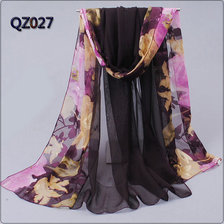Burnt-out raw silk stitching ladies scarf