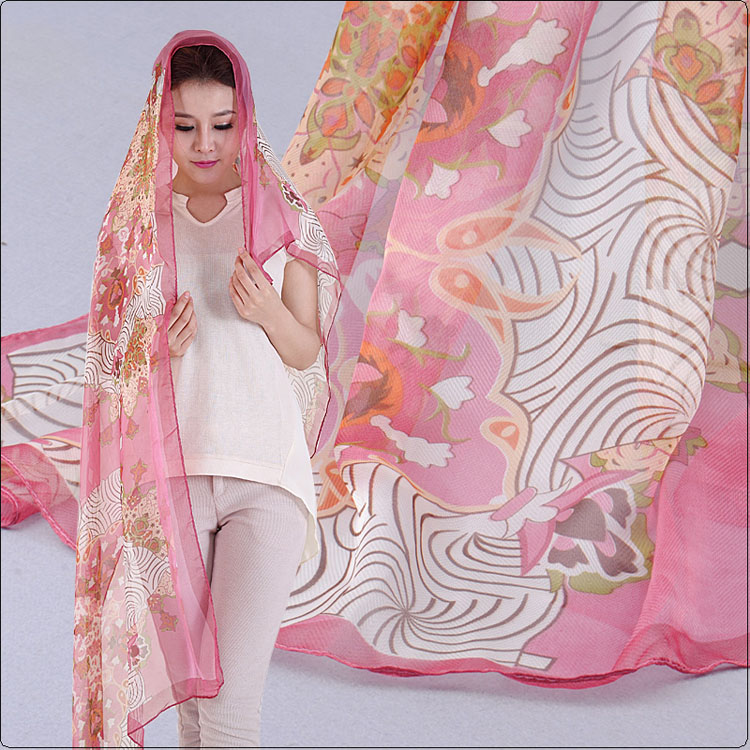 Fashion scarves decorated with flowers 