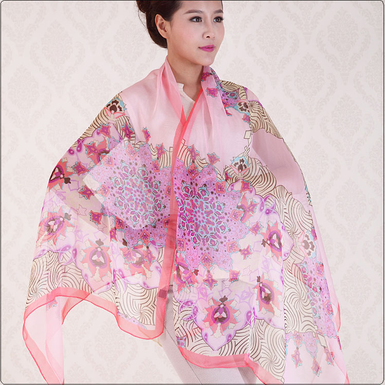 Fashion scarves decorated with flowers 