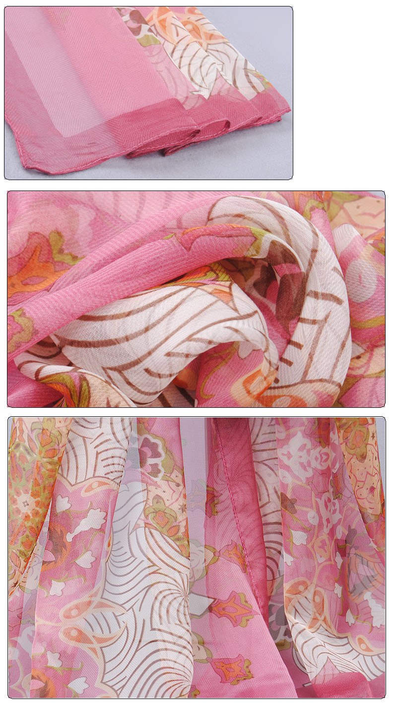 Fashion scarves decorated with flowers 