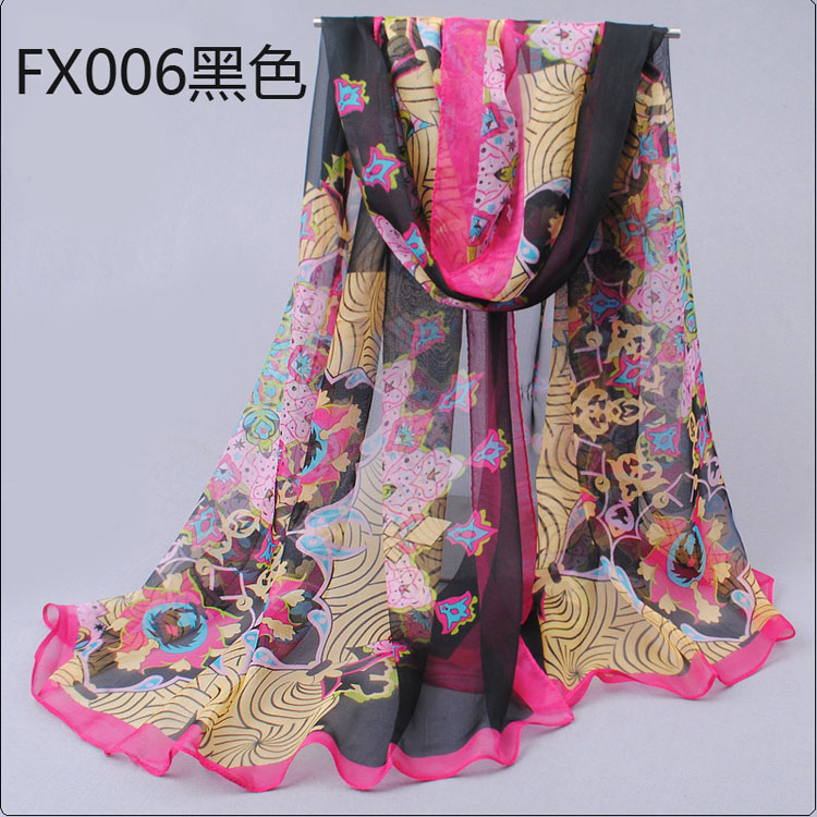 Fashion scarves decorated with flowers 