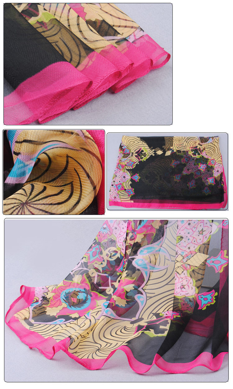 Fashion scarves decorated with flowers 