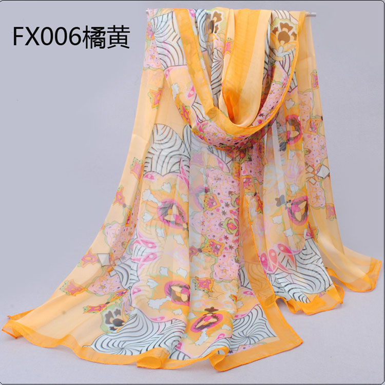 Fashion scarves decorated with flowers 