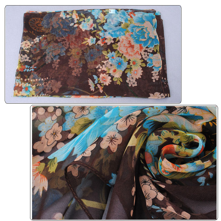 Colored flowers chiffon scarves shawls