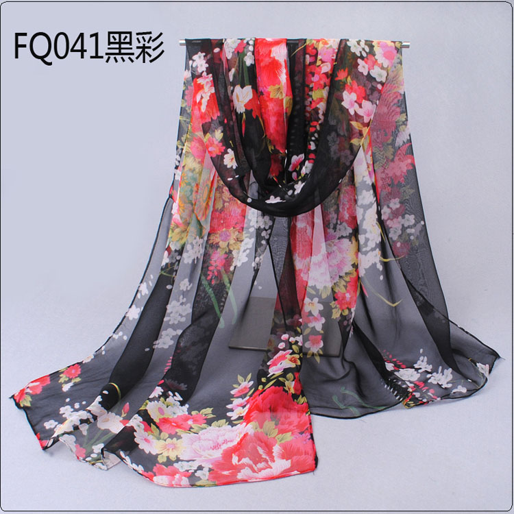 Colored flowers chiffon scarves shawls