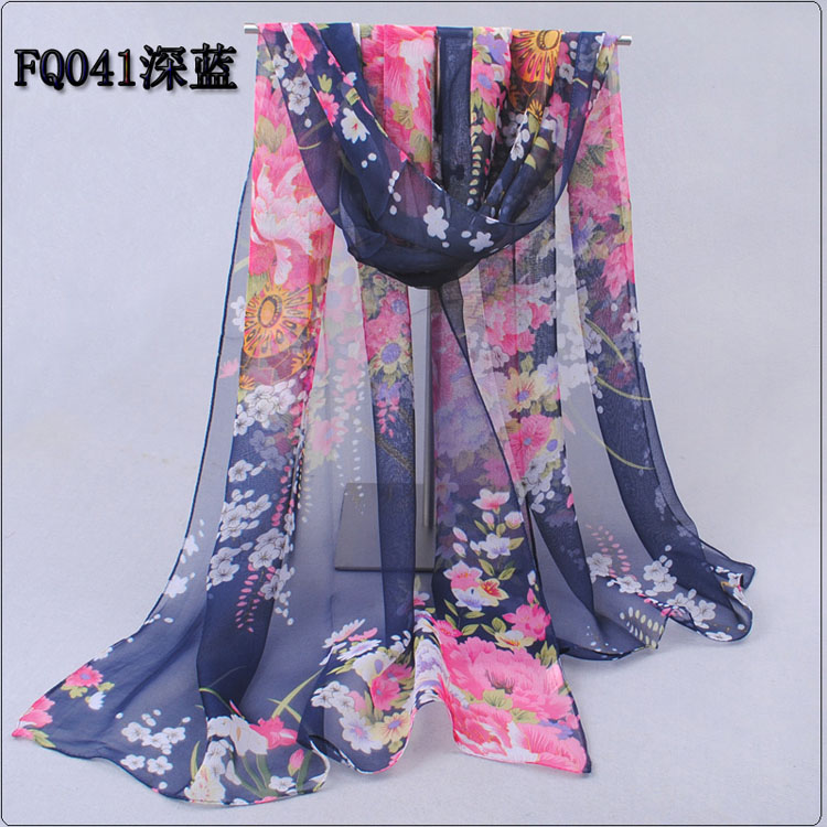 Colored flowers chiffon scarves shawls