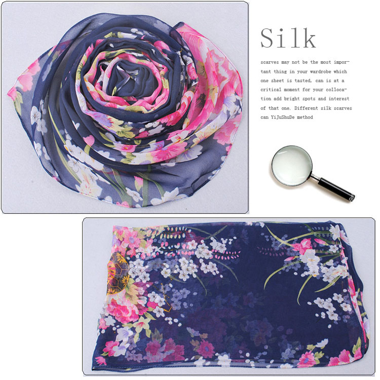 Colored flowers chiffon scarves shawls