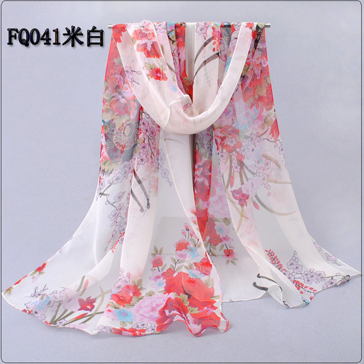 Colored flowers chiffon scarves shawls