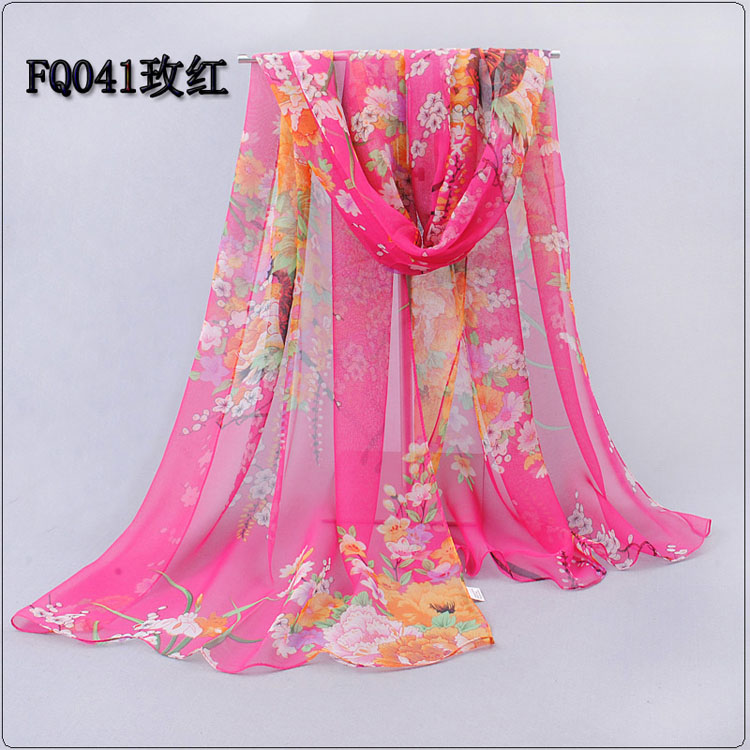 Colored flowers chiffon scarves shawls