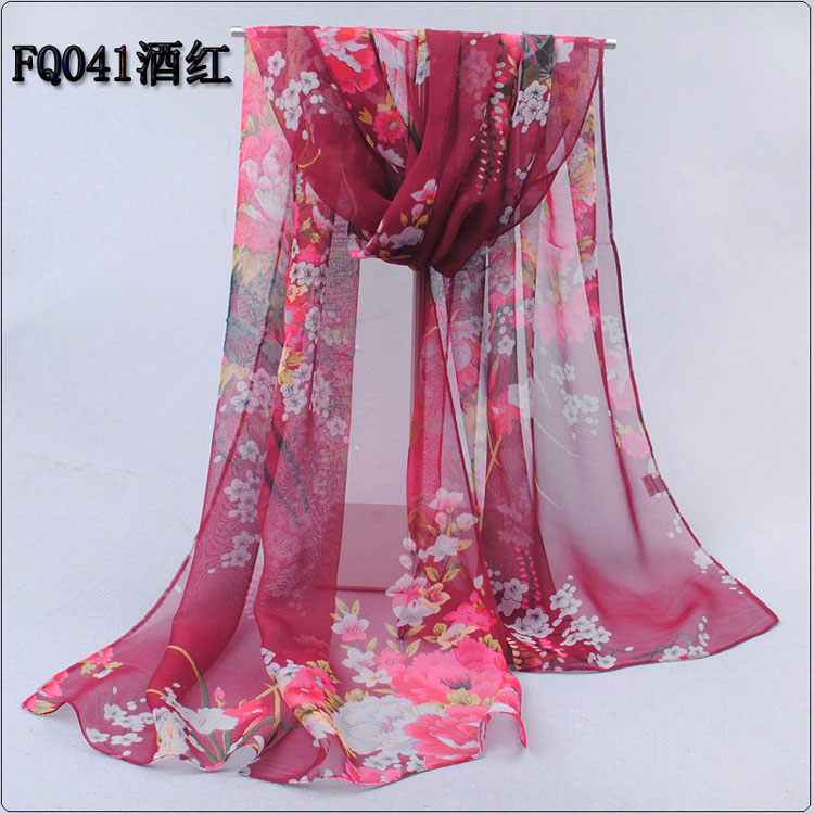 Colored flowers chiffon scarves shawls