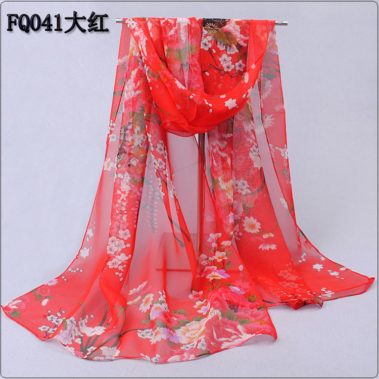 Colored flowers chiffon scarves shawls