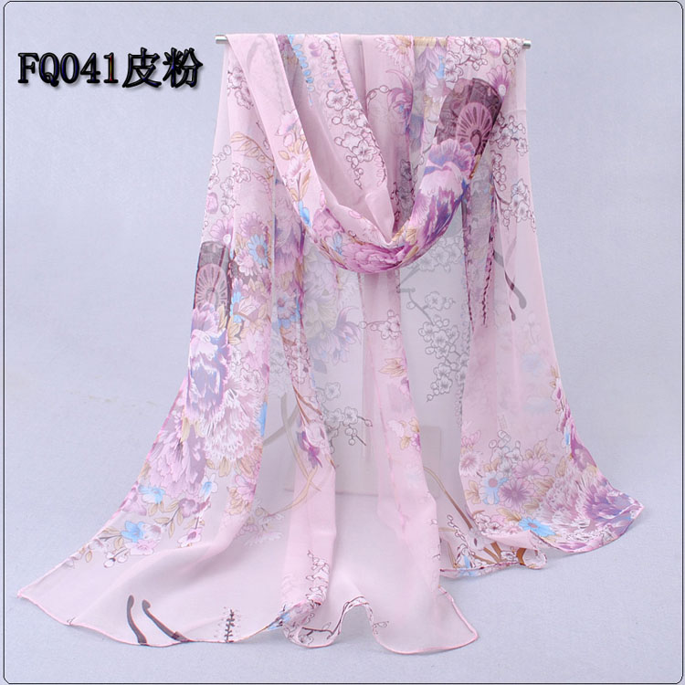 Colored flowers chiffon scarves shawls