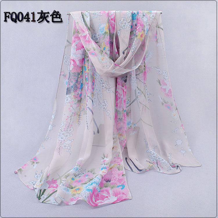 Colored flowers chiffon scarves shawls