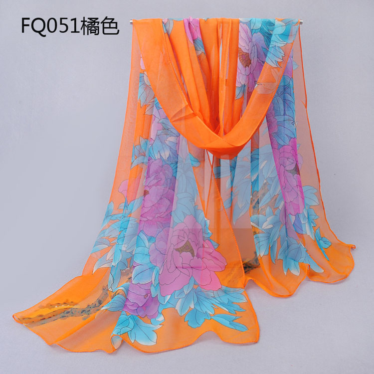 Wholesale temperament Peony Chiffon scarves 