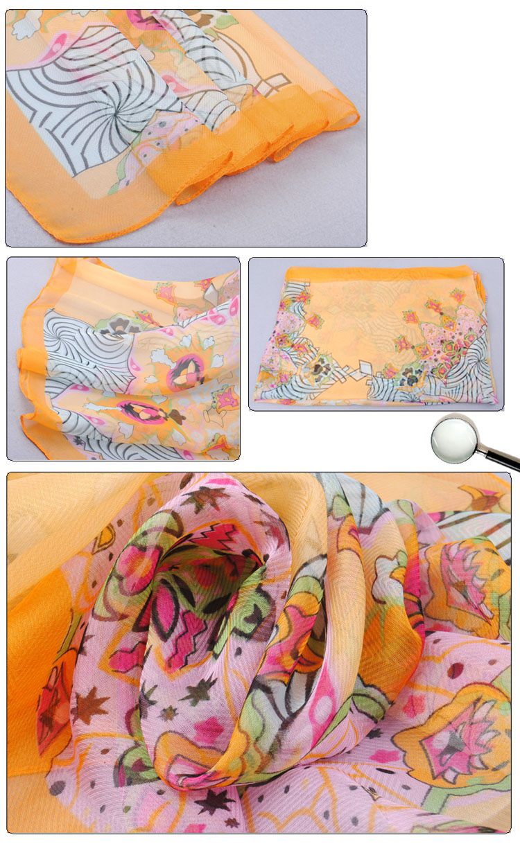 Fashion scarves decorated with flowers 