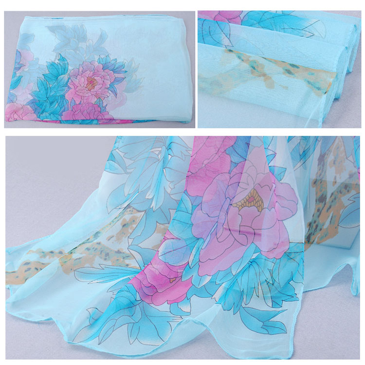Wholesale temperament Peony Chiffon scarves 