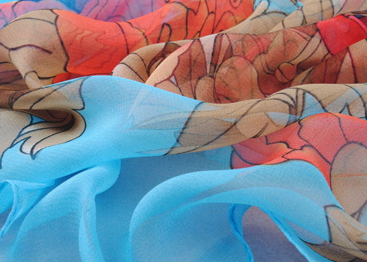 Wholesale temperament Peony Chiffon scarves 
