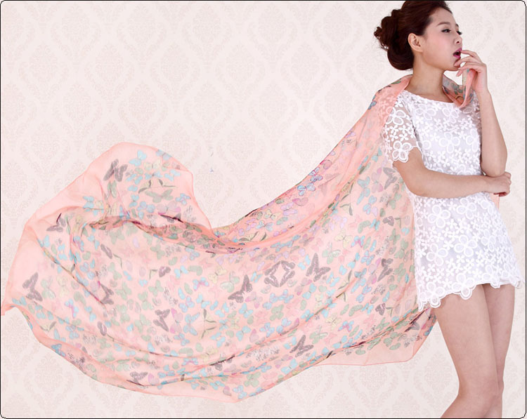 Wholesale Butterflies fluttering dotted scarf shawl 