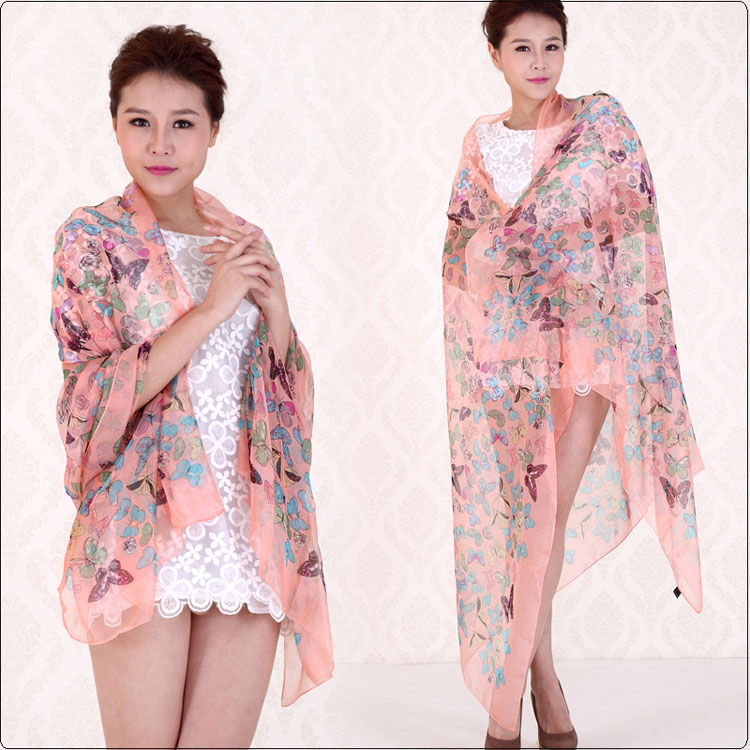 Wholesale Butterflies fluttering dotted scarf shawl 