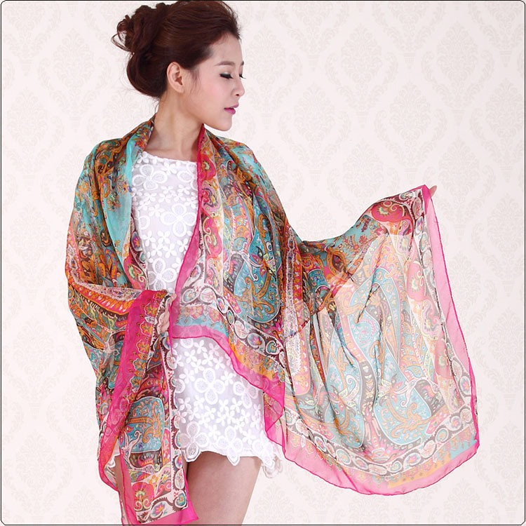 Plant cashew floral print scarves wholesale 