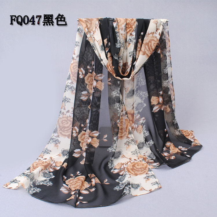 Yellow roses printed scarf shawls wholesale