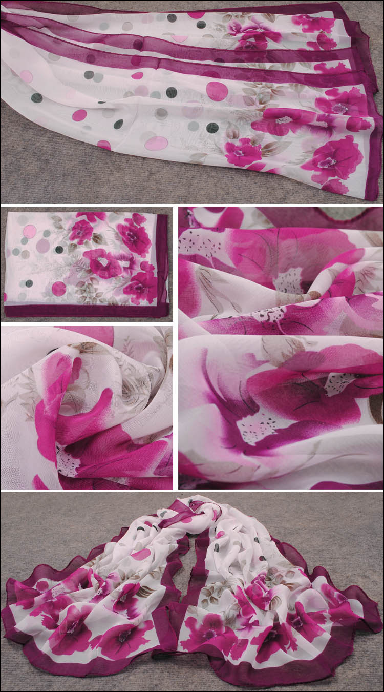 Wholesale Fashion Flower Dot Scarf 