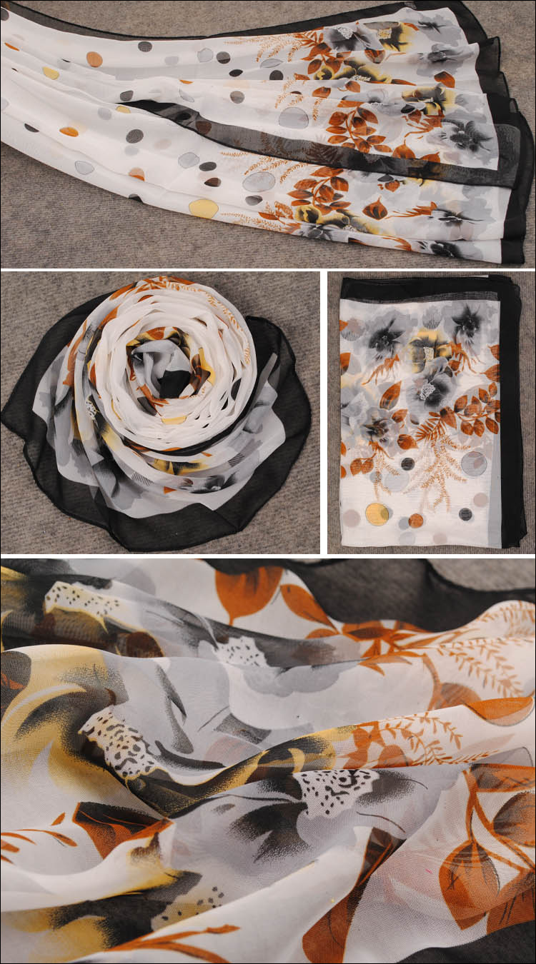 Wholesale Fashion Flower Dot Scarf 