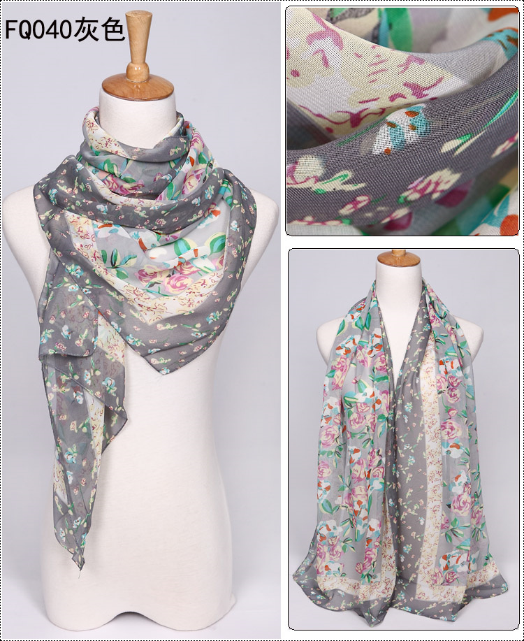 Wholesale fashion floral embellishment pattern scarf