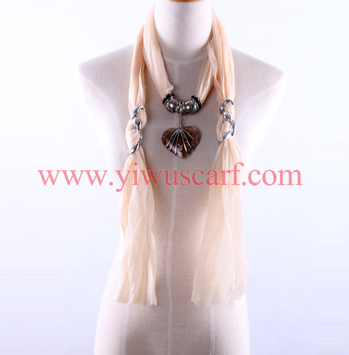 Yellow heart pendant scarf wholesale